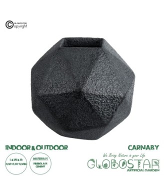 GloboStar® Artificial Garden CARNABY 20780 Επιδαπέδιο Πολυεστερικό Τσιμεντένιο Κασπώ Γλάστρα - Flower Pot Μαύρο Μ30 x Π30 x Υ30cm